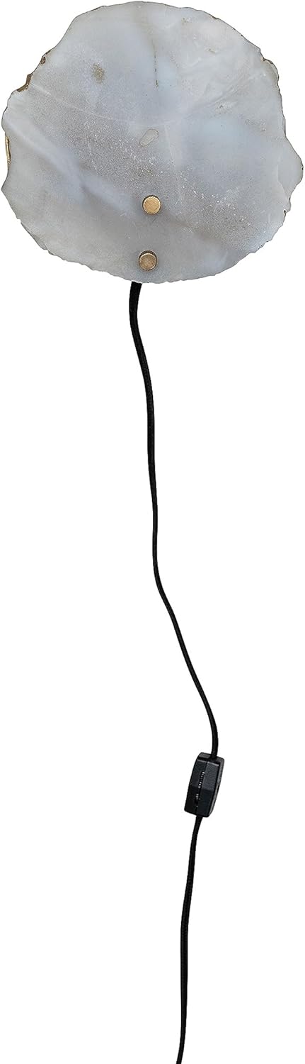 Creative Co-Op 6 Inches Agate and Metal Wall Lamp with Inline Switch for 40 Watts Bulb Maximum, Natural and Brass Finish