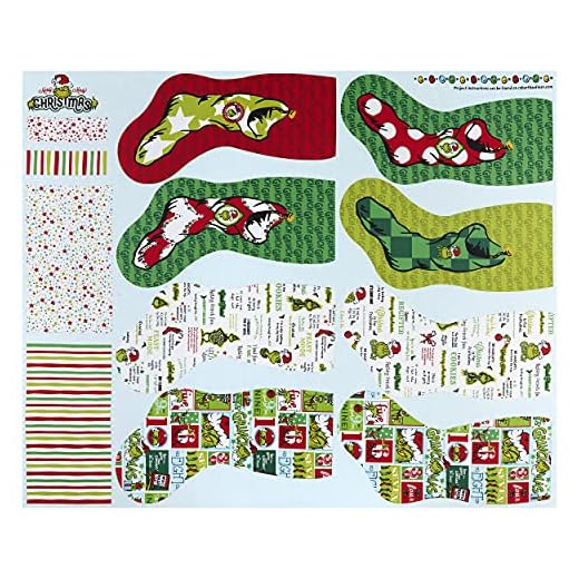 Kaufman How The Grinch Stole Christmas Stockings 36" Panel Holiday, Fabric by the Yard