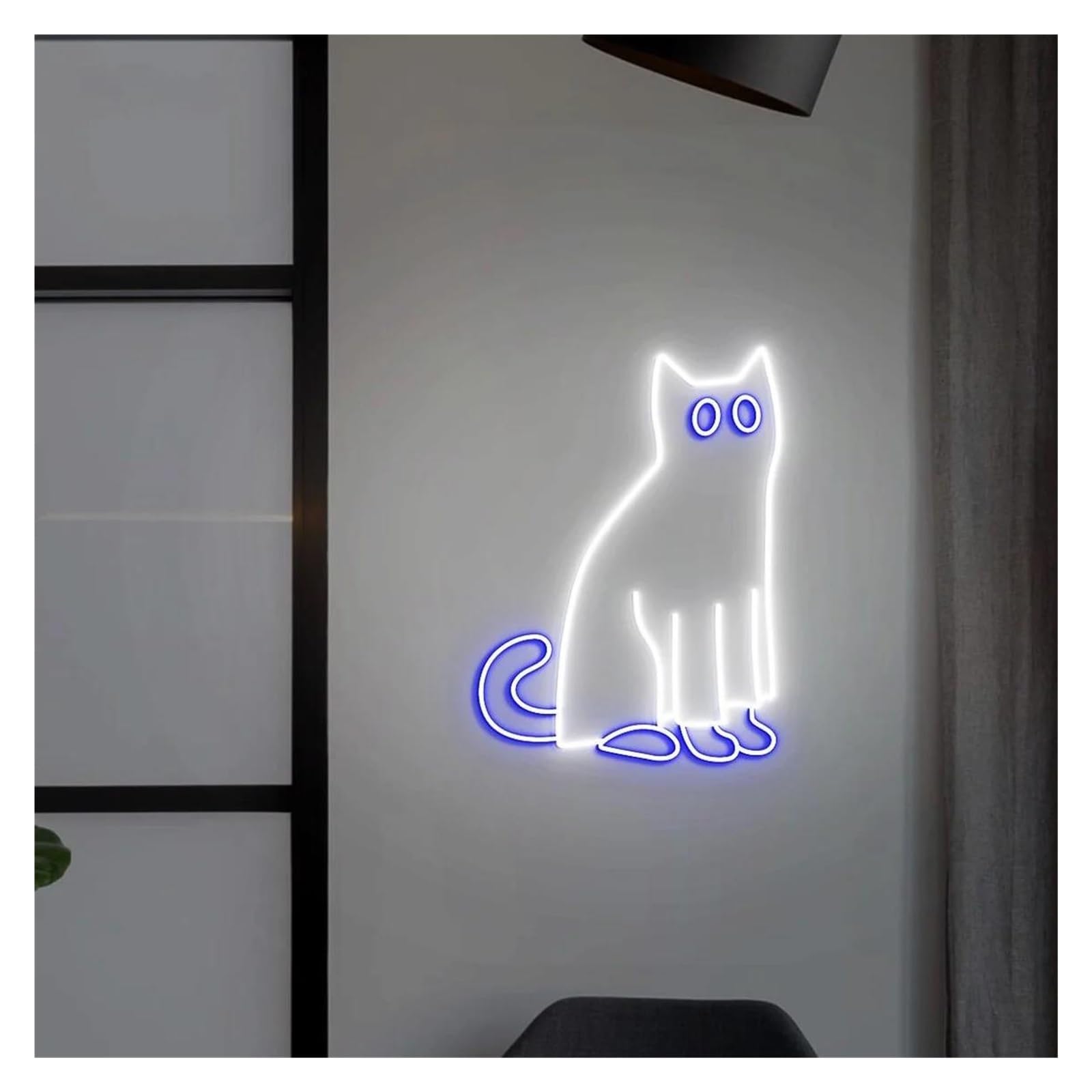 LEMST Signs Lamp Ghost Cat Neon Sign, Adjustable Brightness Animal Lights Suitable for Club Bistro Decor(D,25cmx35cm)
