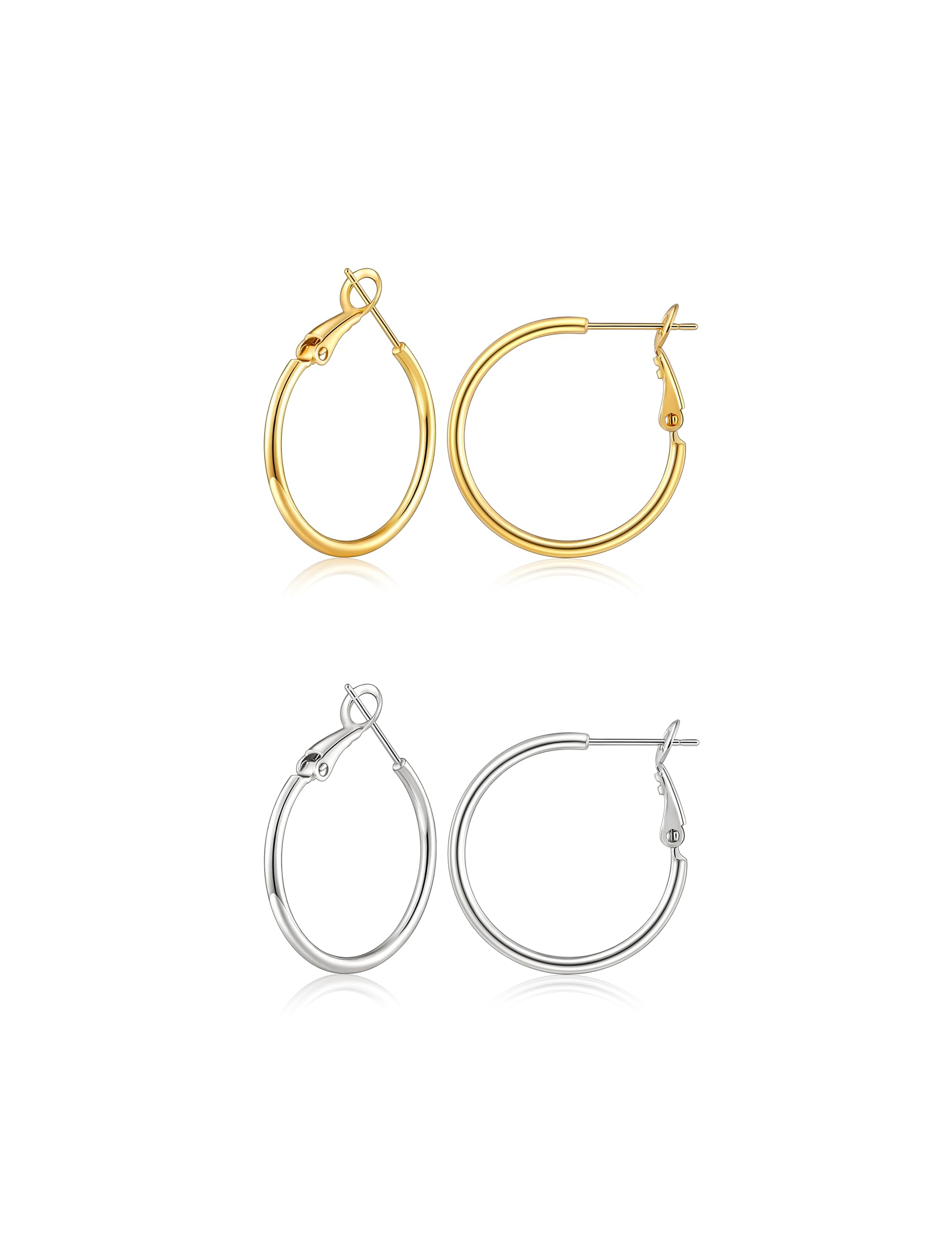 Gacimy Gold Hoop Earrings for Women, 14K Gold Plated Thin Hoops