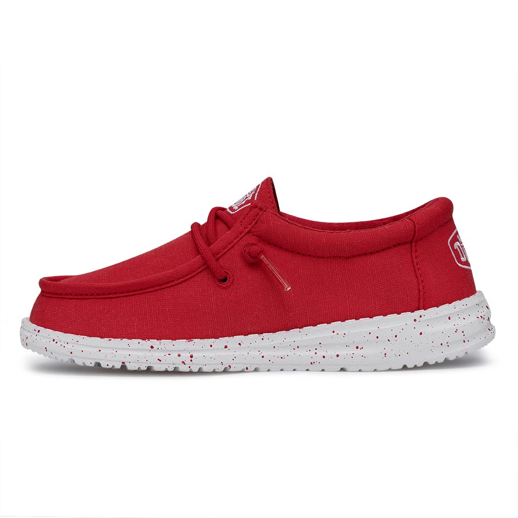 Hey Dude Wally Youth Slub Canvas Moccasin, czerwony, 34 EU, czerwony, 34 EU