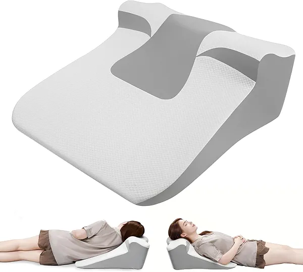 Bed Wedge Pillow for Sleep Apnea, Acid Reflux & Snoring Relief - Post-Surgery Recovery Pillow with Ergonomic 3-in-1 Certified Memory Foam for Back, Neck & Head Support - Ideal for Back & Side Sleepers