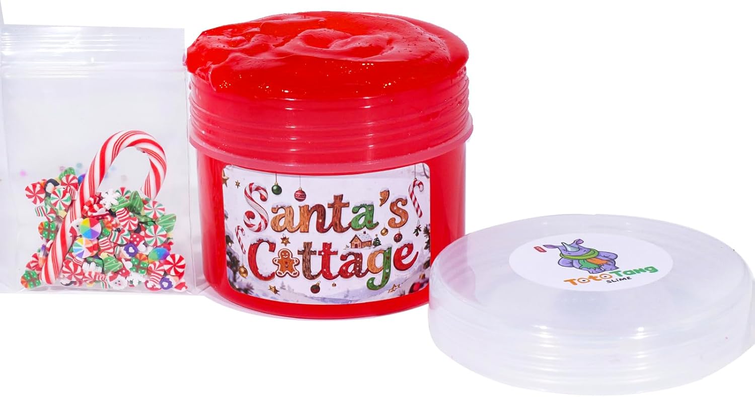 Tototang Slime 3-Pack, DIY Clay Gingerbread Man,Christmas Tree(ICEE Texture),Red Cane(Jelly Texture)-Handmade Slime