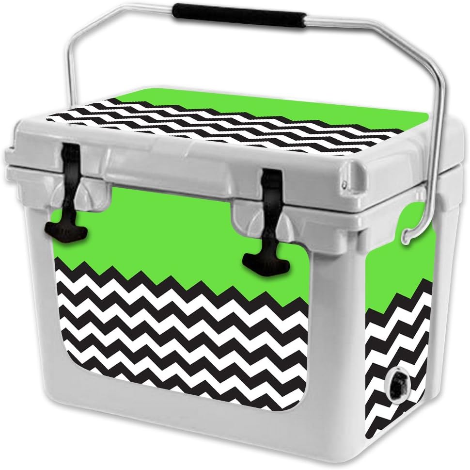 MightySkins (Cooler Not Included) Skin Compatible with RTIC 20 Cooler (2017 Model) - Lime Chevron | Protective, Durable, and Unique Vinyl Decal wrap Cover | Easy to Apply | Made in The USA