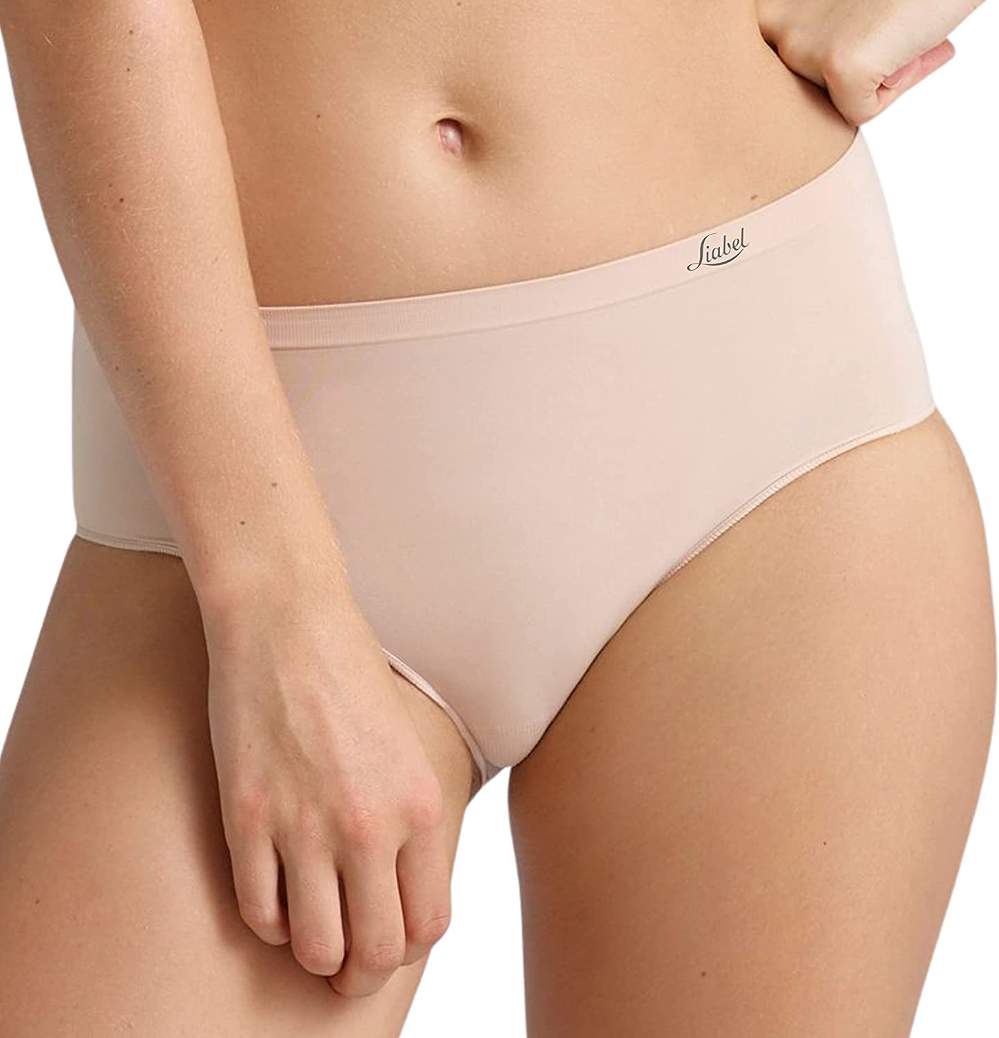 Liabel Women's 2 Nude 2 Black 1 White 5 Briefs High Waist Microfiber Seamless Underpants Made In Italy Seamless Stretch Black White And Nude, M