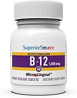 Vista 24 de Superior Source No Shot Vitamina B12 Metilcobalamina 2,500 mcg, tabletas microlingües de disolución rápida, 90 unidades, forma activa de B12, apoya