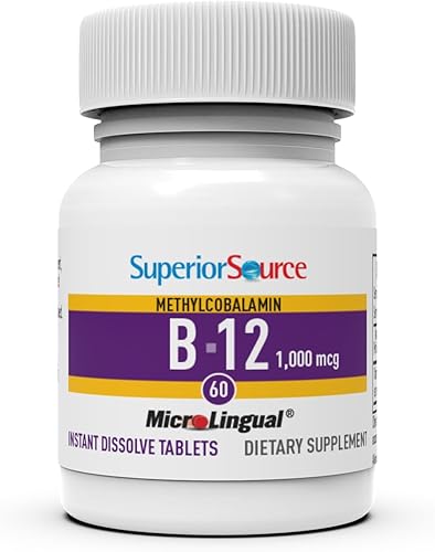 Miniatura 4 de Superior Source Vitamina B12 sin disparos metilcobalamina tabletas sublinguales de disolución rápida forma activa de B12 aumento del metabolismo
