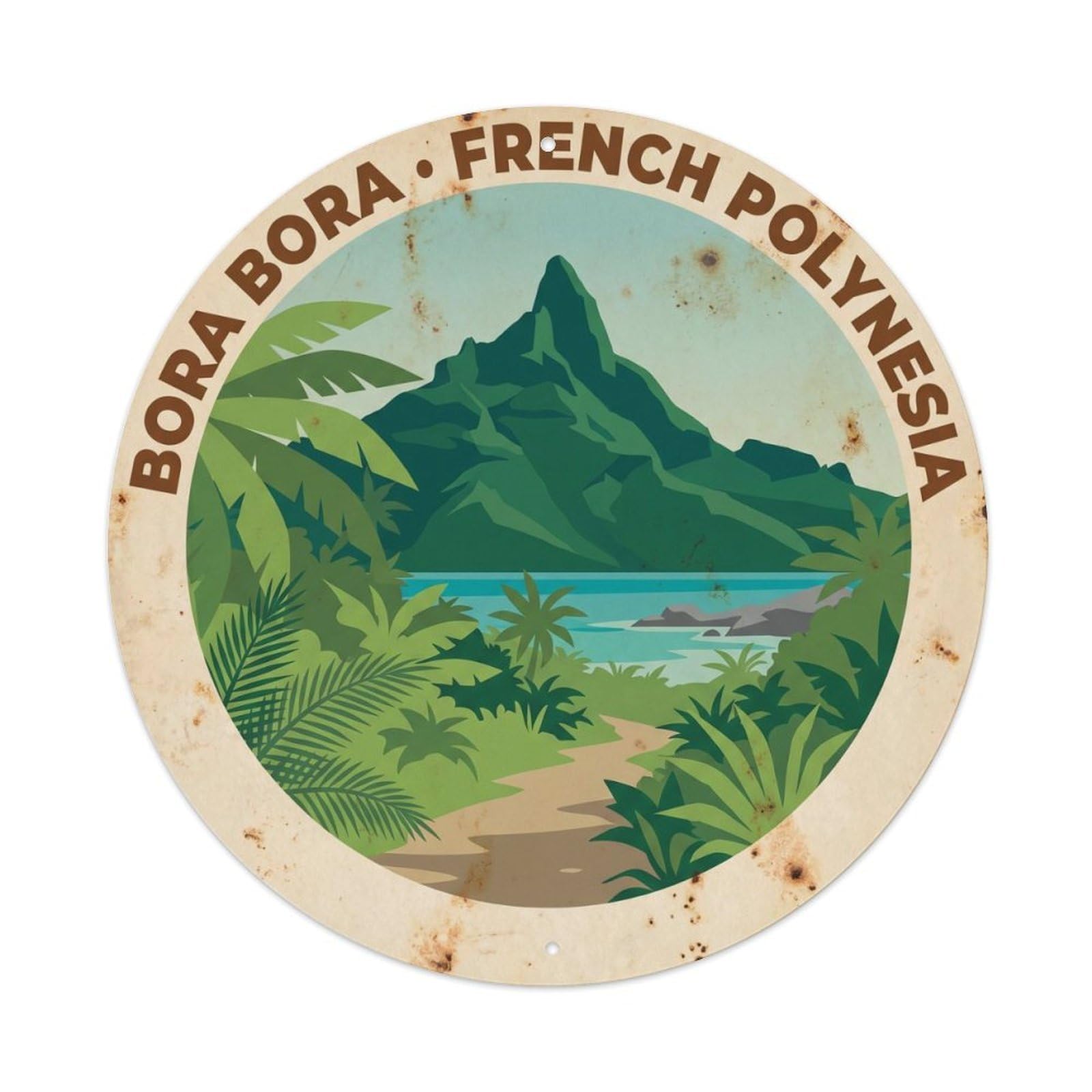 Jungle BoraBora Otemanu Lagoon Trek Vintage Metal Tin Sign