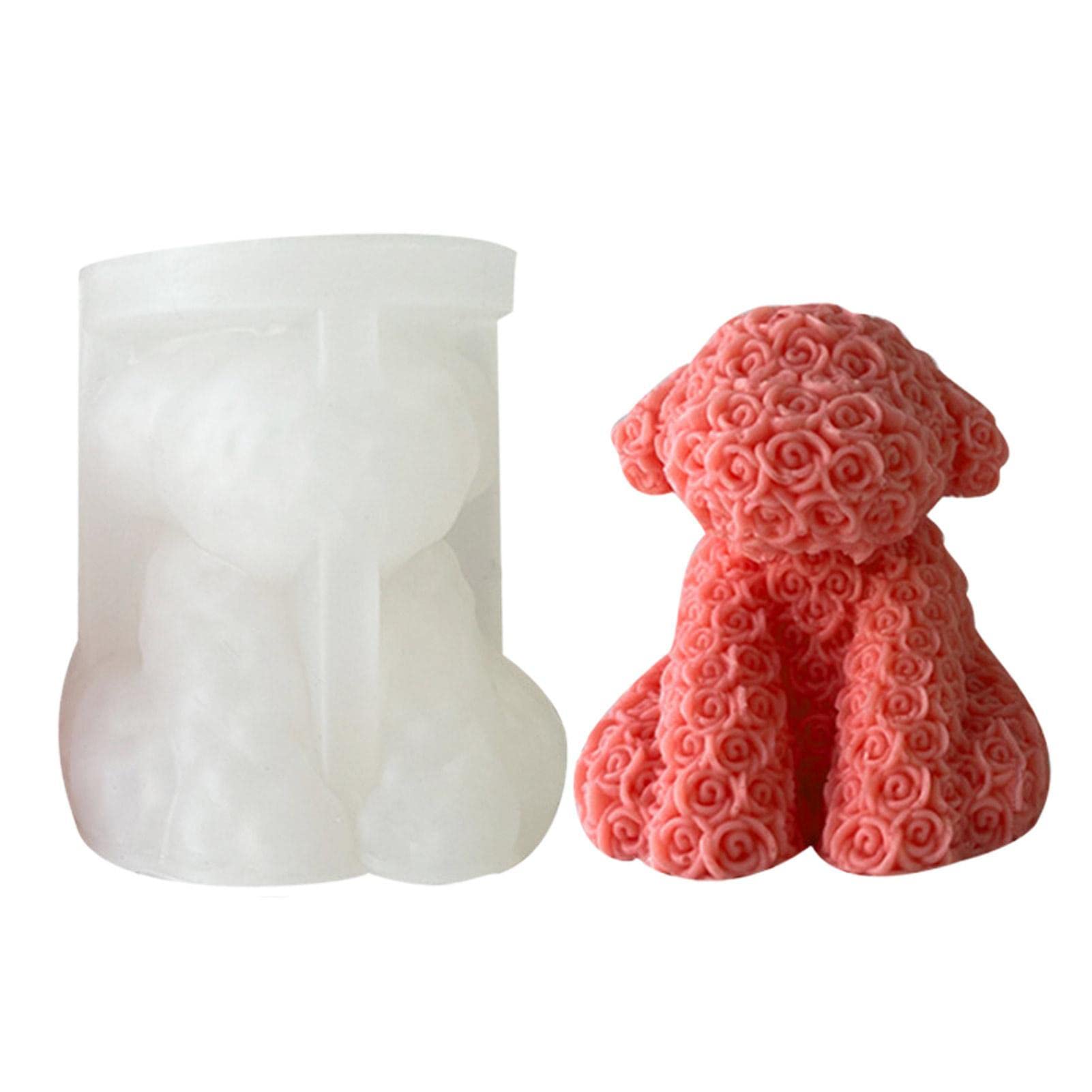 Molde for helado Ice Lolly, molde de oso 3D - Molde de resina de oso 3D con flor en relieve, molde de resina de oso de silicona for dulces, jabón, vela, jabón aroático, chocolate, fiesta del día de Sa