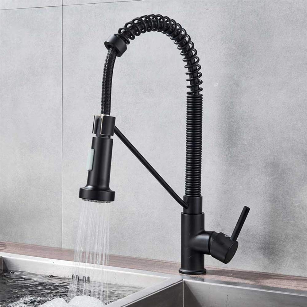 Robinet d'évier de cuisine à tirette anti-éclaboussures finition bronze noir mat