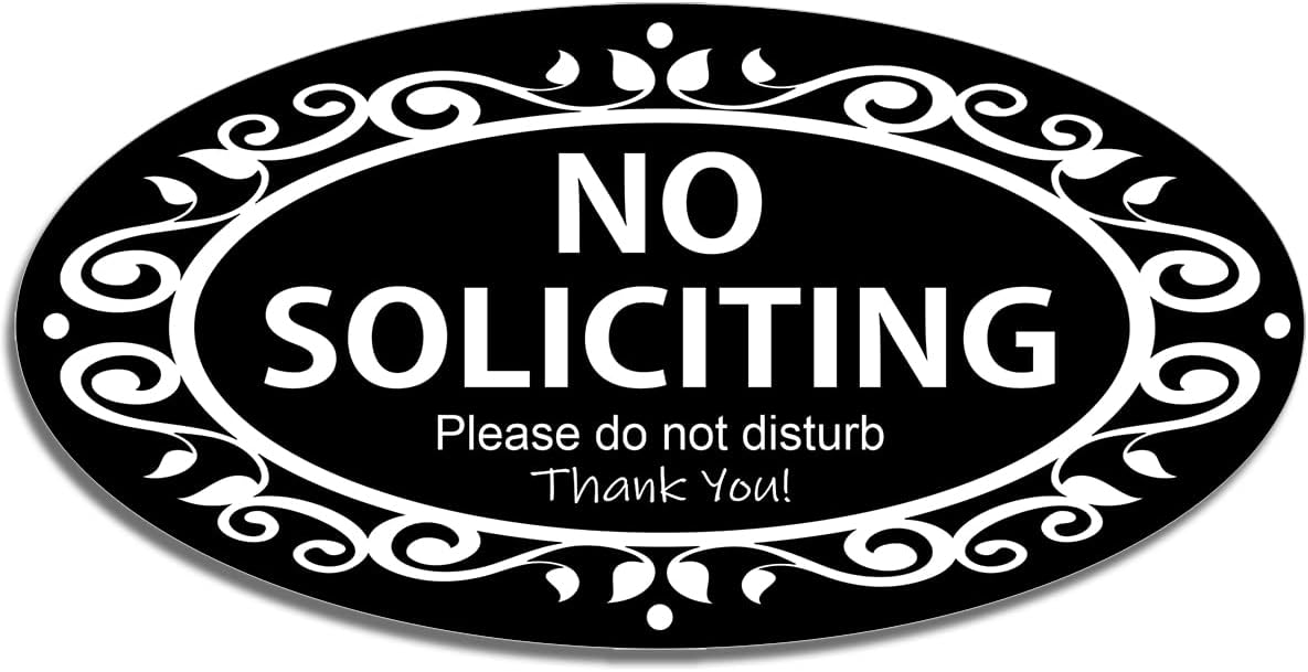 No Soliciting Sign for House - 6x3 Metal No Soliciting Signs for Home with Strong Adhesive Tape - Door Knockers Sign - No Solicitors Sign for Front Door - No Solicitation Sign for Business