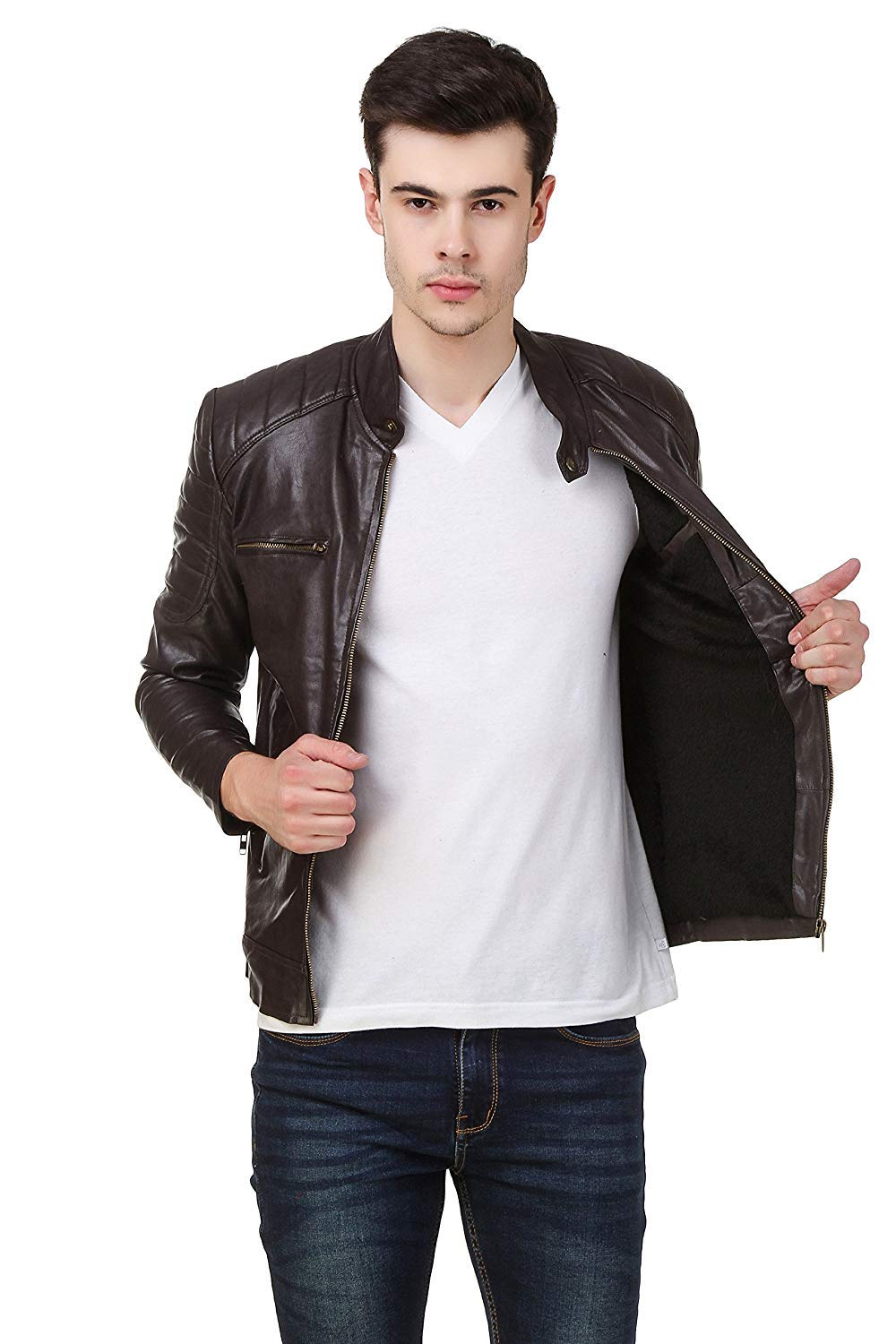 Leather RetailMens Solid Biker Jacket