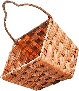 MUCKLILY Wall Hanging Basket Wicker Planter Basket Door Hanging Basket Hanging Fruit Decorative Storage Basket Hanging Wall Basket Sundries Organizer Wooden Shelf Wall-mounted