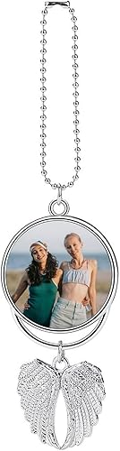 Miniatura 2 de Adorno colgante de coche con foto personalizada, alas de ángel personalizadas, espejo retrovisor para automóvil, accesorios colgantes para