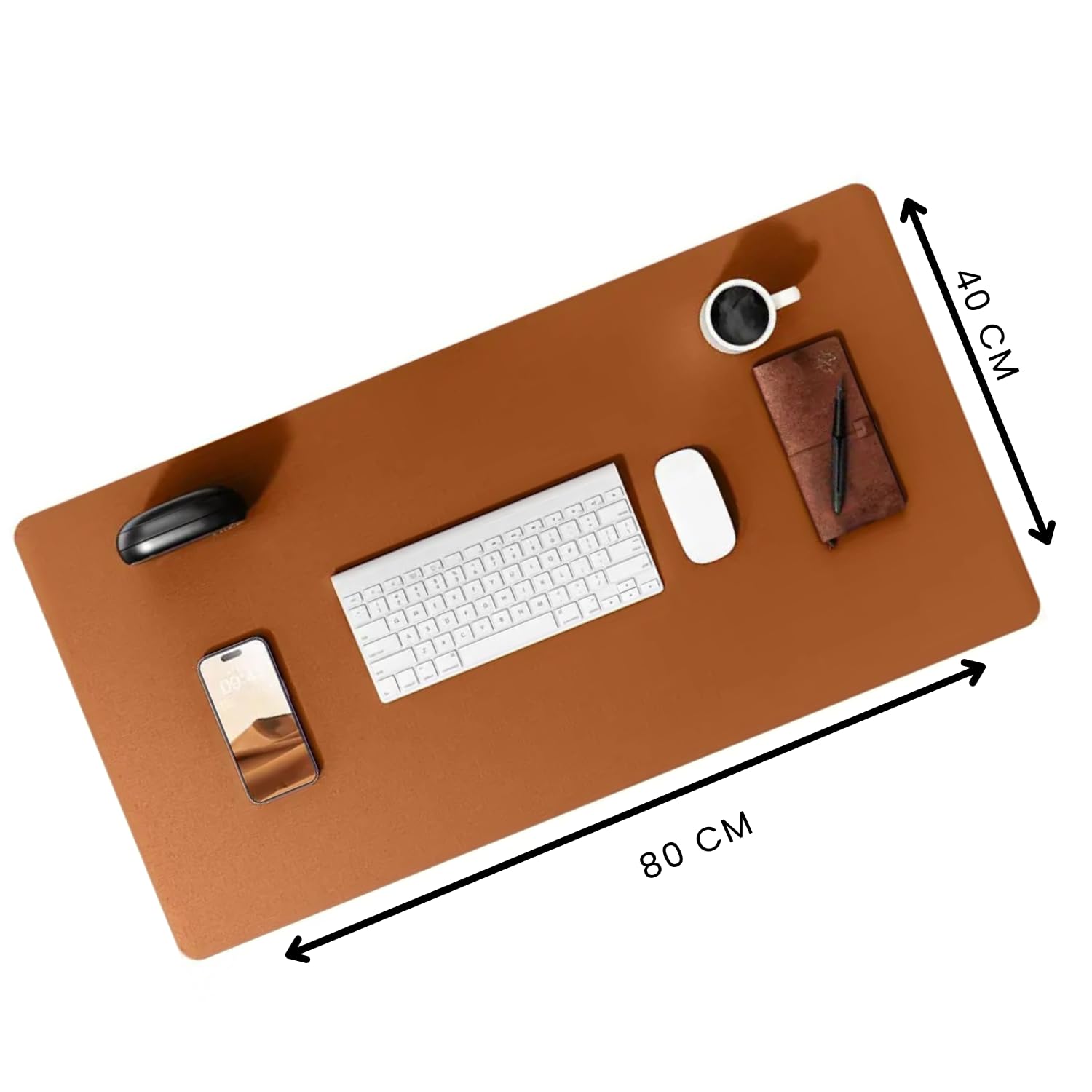 Shopukasa Large Desk Mat 80x40cm, Office Desk Pad, Computer & Laptop Mat, Desk Protector, Brown, PU Leather - Image 3