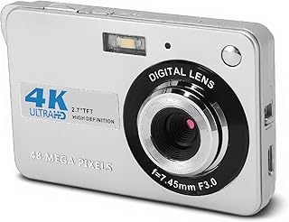 Cameras for Photography, DV Digital Camera 4K Digital Camera, 48MP 2.7in LCD Display 8X Zoom, Anti Shake Vlogging Camera for Photography Continuous (Silver)