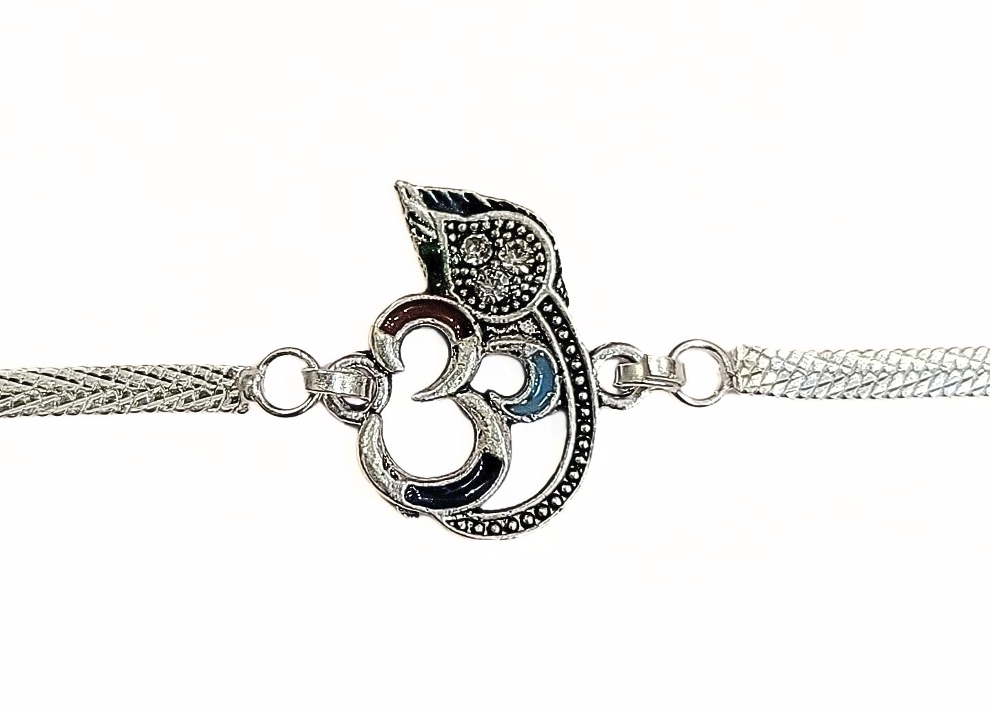 Rakhi bracelet for brother/Rakhi bracelet set for brother/Silver Rakhi/Silver Om Rakhi with Velvet Gift Box, Traditional Raksha Bandhan Bracelet-image-31