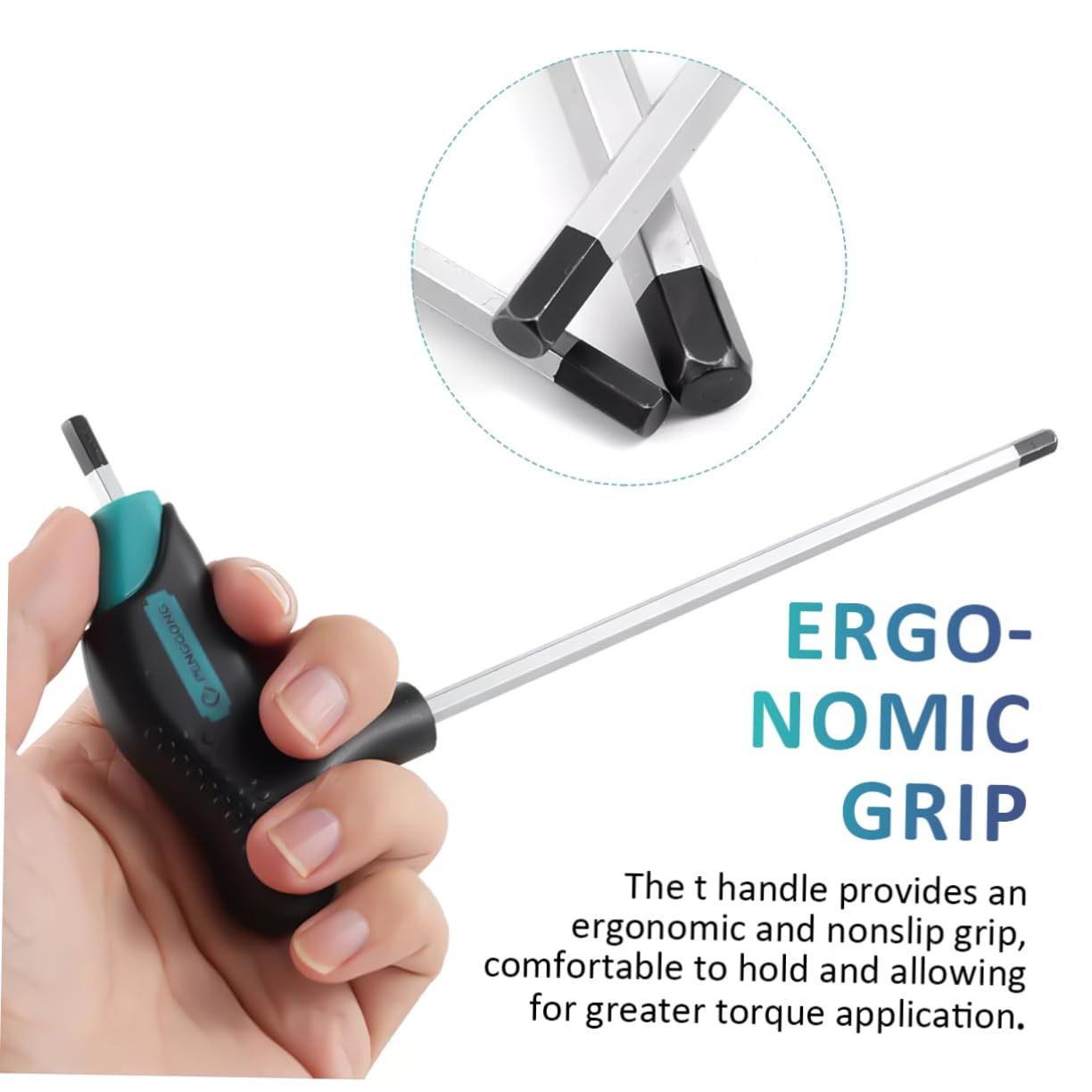 1set Chiavi T-handle Esagonali Cromato Con Manico Ergonomico e Estremità Magnetiche Per Riparazioni Meccaniche e Montaggio Di Mobili