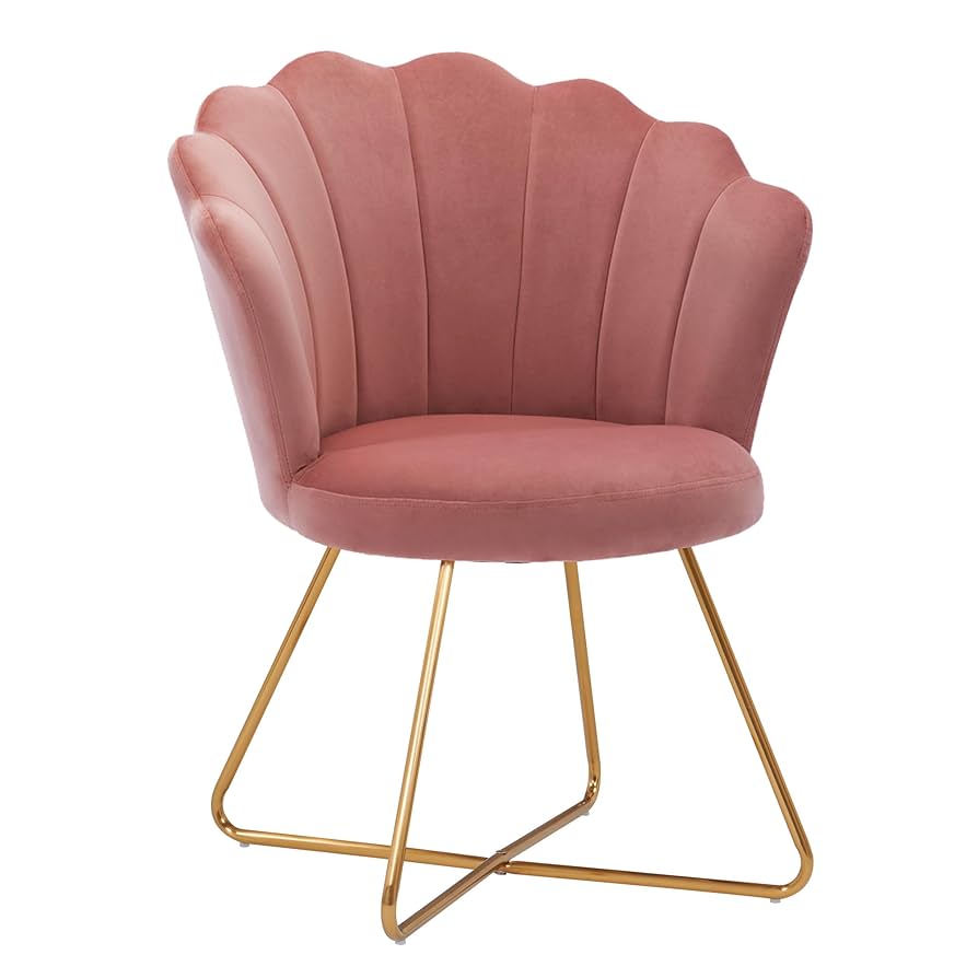 Dining Chairs Set Of 2, Round Upholstered Kitchen Chairs, Modern Velvet Side Golden Metal Legs Curved Backrest Leisure Accent Chair Room Living Room Gray