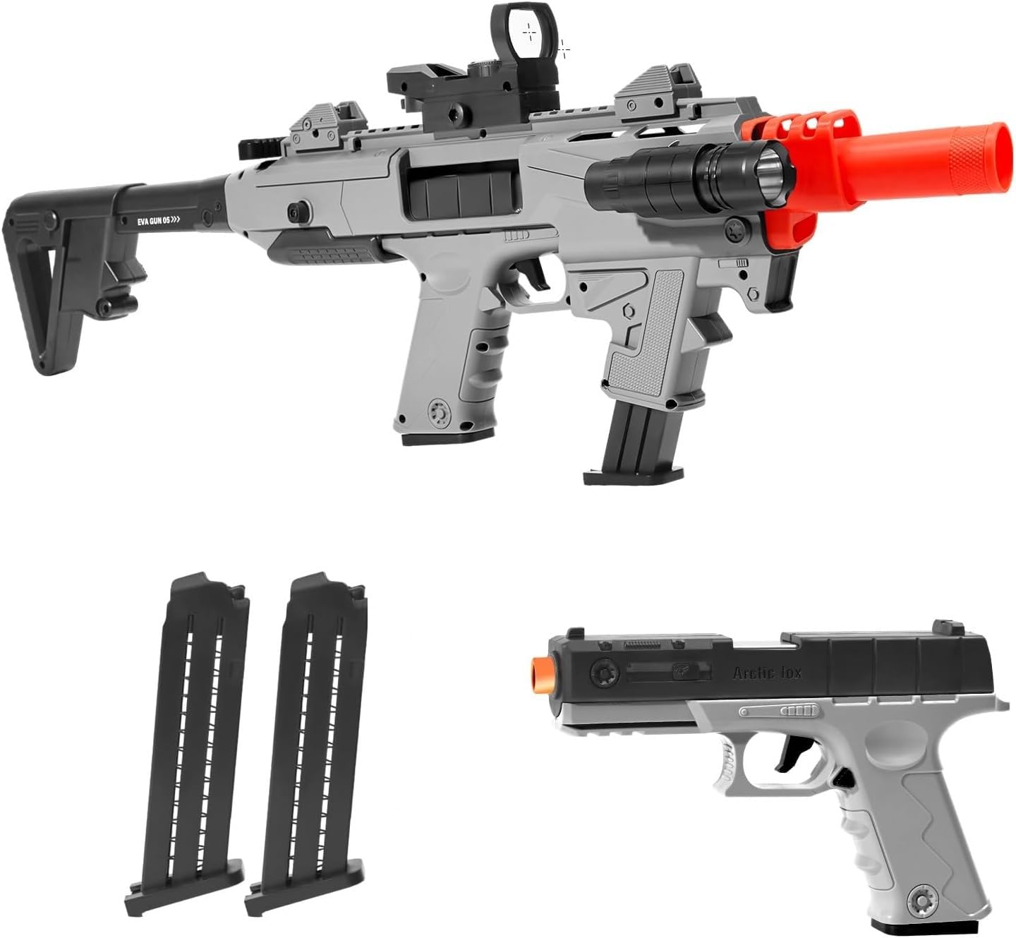 Soft Bullet Toy Gun Blaster, Realistic Toy Dart Hand Gun Soft Bullet Pistol Foam Shell ejecting Blasters, with 2 Clips & 80 Foam Bullets, Gifts for Boys Girls Adults Age 8+