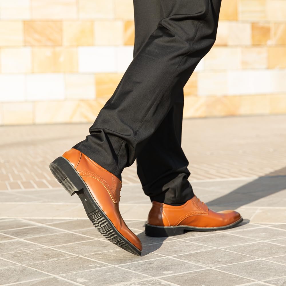 Hitmars Scarpe Stringate Uomo Derby Scarpe Oxford Pelle Verniciata Elegante Scarpe Basse Business Formale Classico Nero Blu Marrone Khaki EU37-EU48