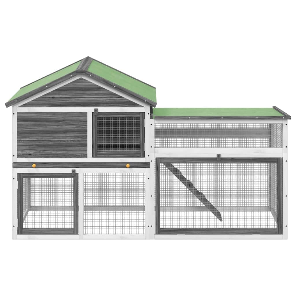 ZEYUAN Conejera de Madera Maciza de Pino Gris 185,5x60,5x109,5 cm, Jaula Cobaya, Jaulas para Conejos, Jaula Hamster, Casa Conejo, Casita Conejo, Nido Conejo