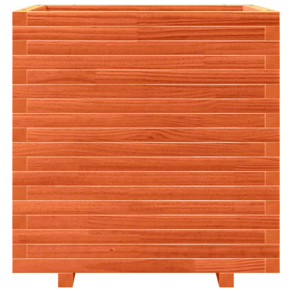 Fioriera da Giardino 70x70x72 cm in Legno Massello di Pino | Vaso da esterno marrone cera con ampio spazio interno per piante e fiori su terrazzo, patio o balcone.