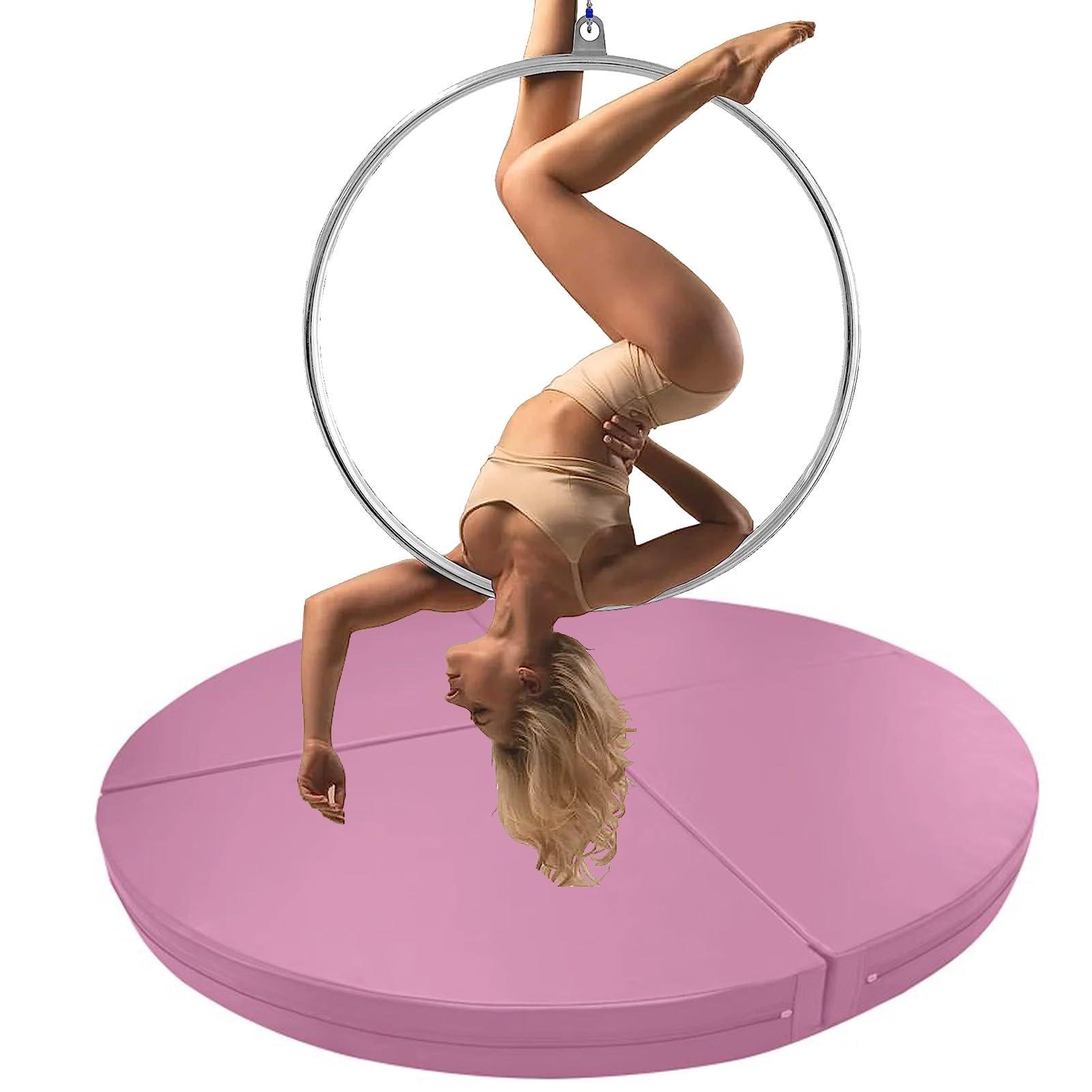ASerZenith Floor Aerial Hoop Crash Mat 3cm/5cm/10cm Thick, Home Folding Pole Crash Mat, Shock Absorption Anti-Collision Circular Pad for Lyra Hoop/Stripper Pole,Pink 1-200cmx3cm