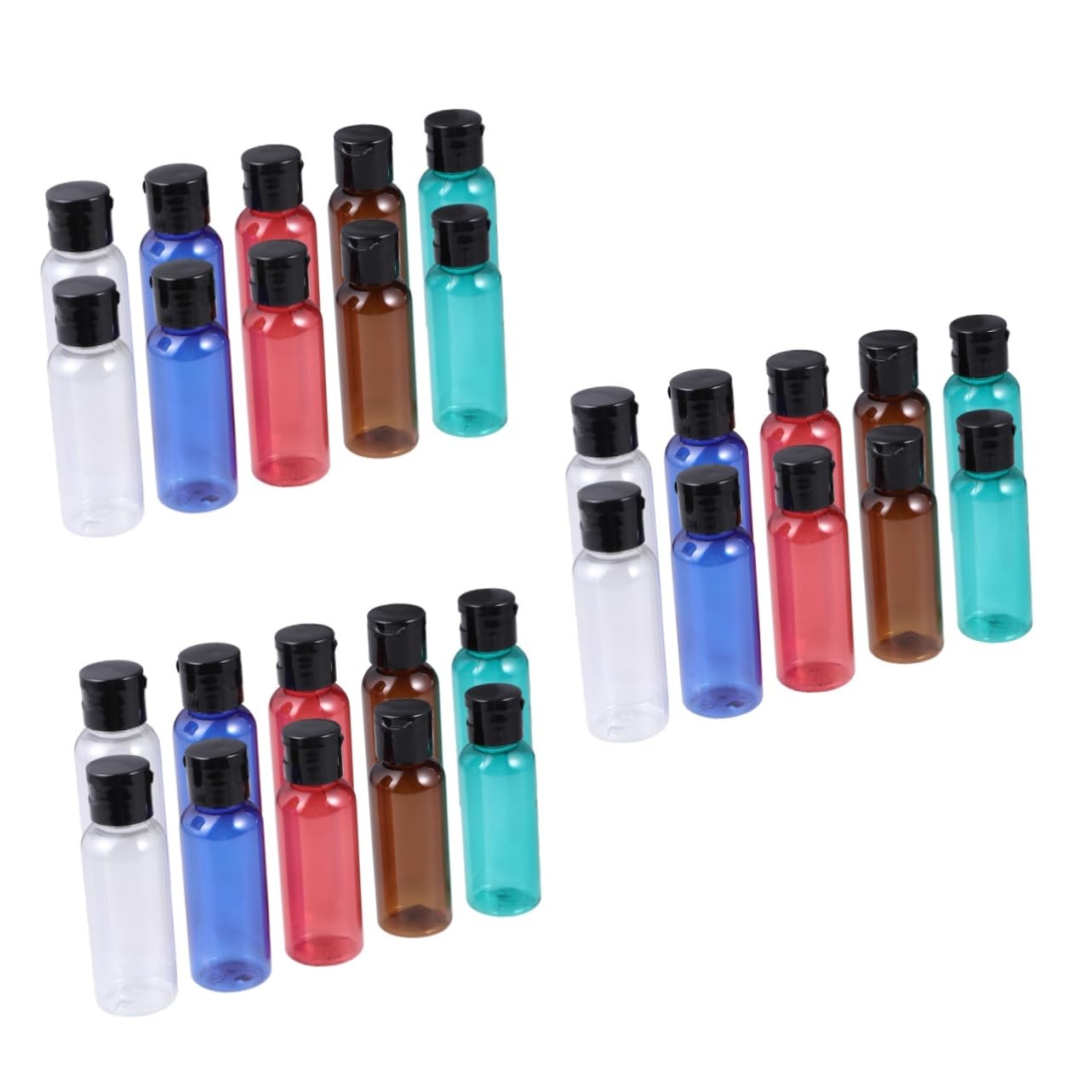 Housoutil 30pezzi Bottiglie Ricaricabili Per Viaggio Contenitori Vuoti Pratici Rosso Verde Marrone Blu e Trasparente Per Gel e Lotion