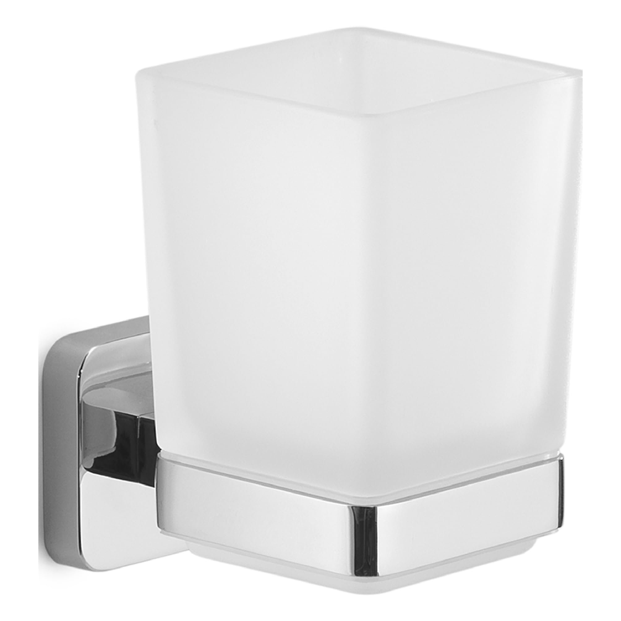 Gedy Tonga Toothbrush Holder, Wall Toothbrush Holder, Chrome, Stainless Steel and Glass, 6.4 x 9.7 x 10.5 cm