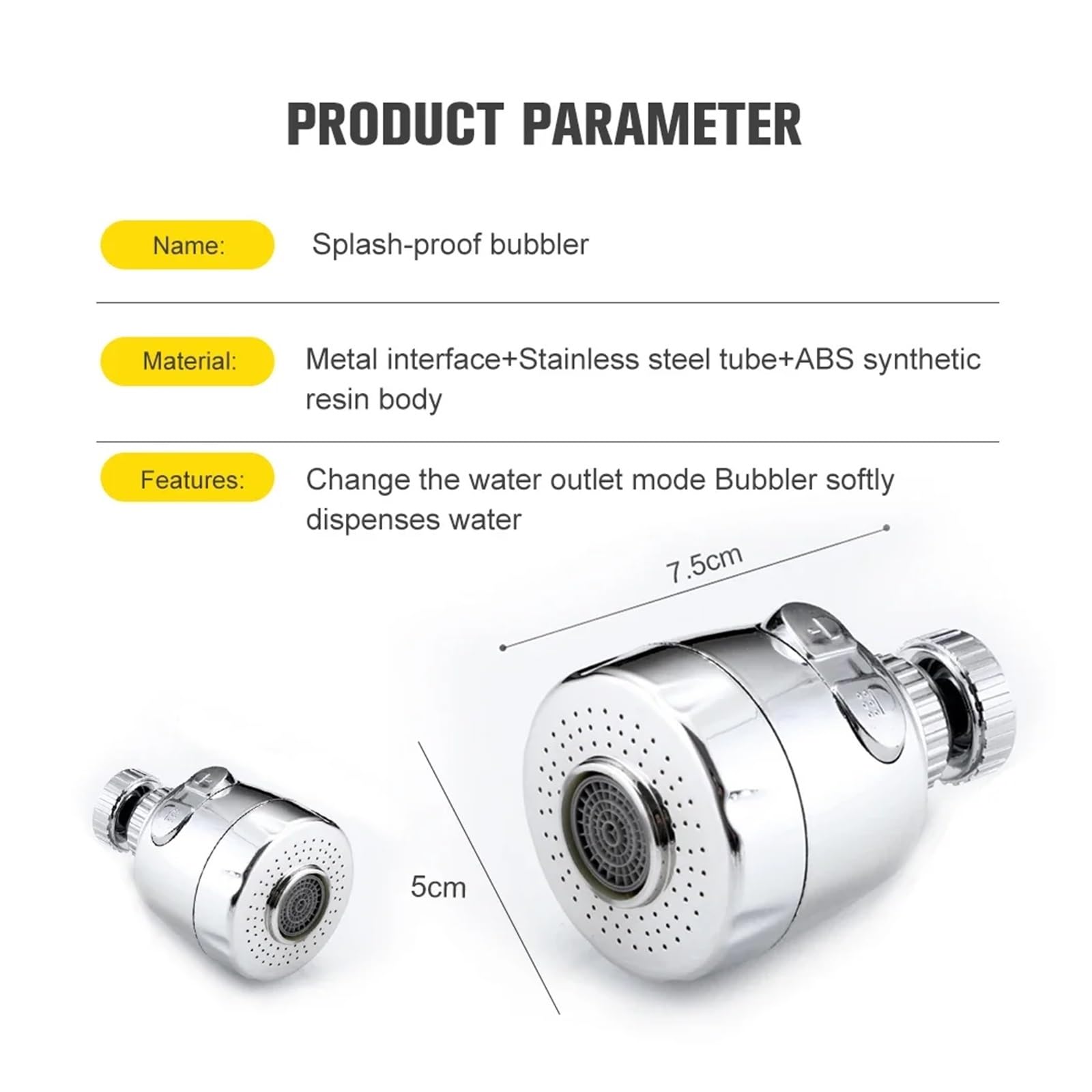 Gadget da Cucina Rubinetto modalità 2/3 Rotazione a 360 Gradi Tubo di prolunga Filtro Doccia Rubinetto for Risparmio idrico Accessori da Cucina universali (Color : Universal Joint)