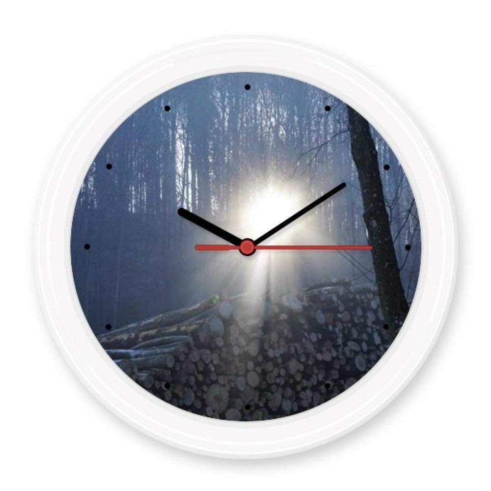 Horloge murale ronde paysage forestier sombre et silencieux pour une décoration nature