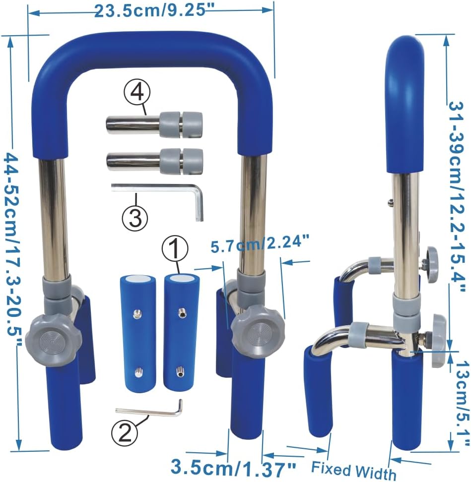Anti-Slip Bathtub Grab Bar Safety Bar for Seniors and Handicap - for Assistance Getting in and Out of Tub, Easy to Install on Most Tubs