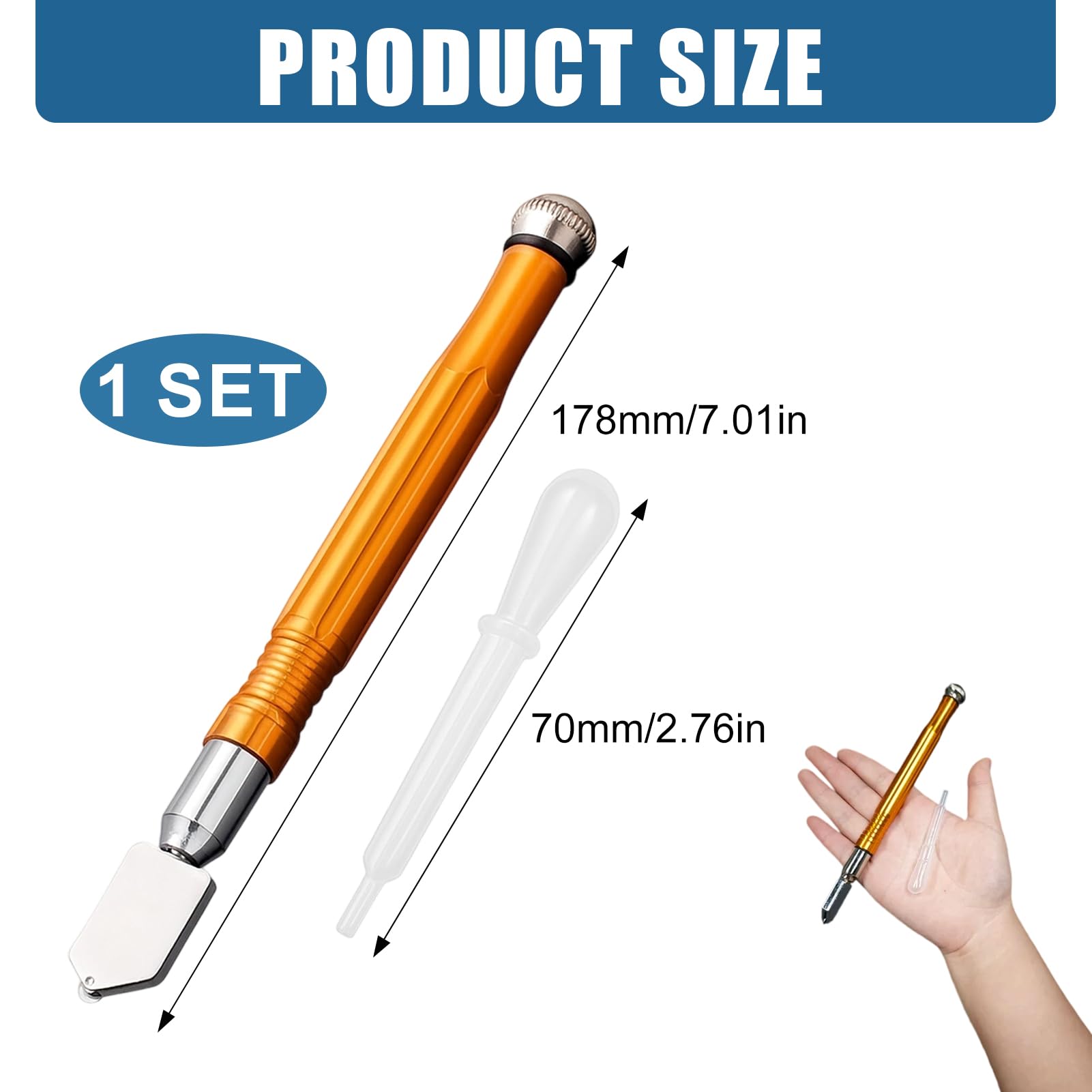 Professional Carbide Alloy Handle Glass Cutter Tool with Carbide Wheel Self Oiling Pencil Style Glass Cutters for Thick Glass Perspex and Tiles Glass Cutter Professional Cutting - Image 2