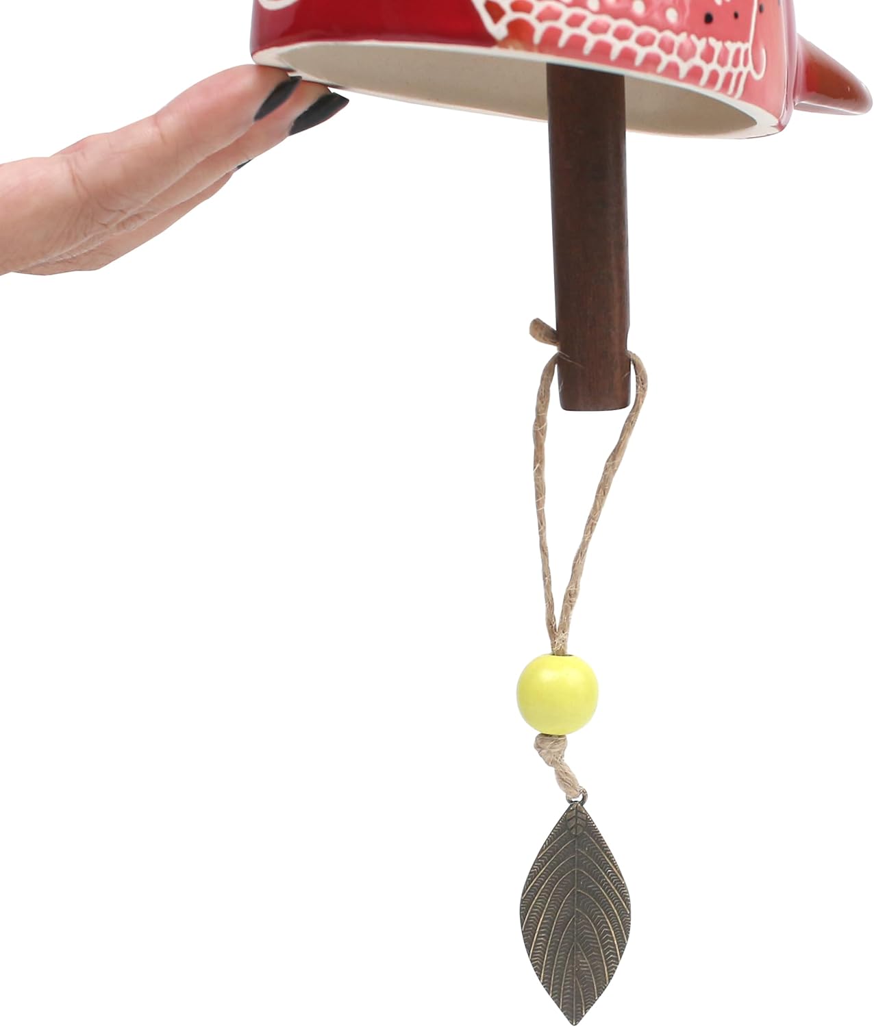 Bird Song Bell Wind Chime, Ceramic Cardinal Fashion Hanging Windchimes for Rustic Music Garden Backyard Church Decoration Porch Outside Outdoor Festival Memorial Gift Witness Friendship (Red) - Image 8