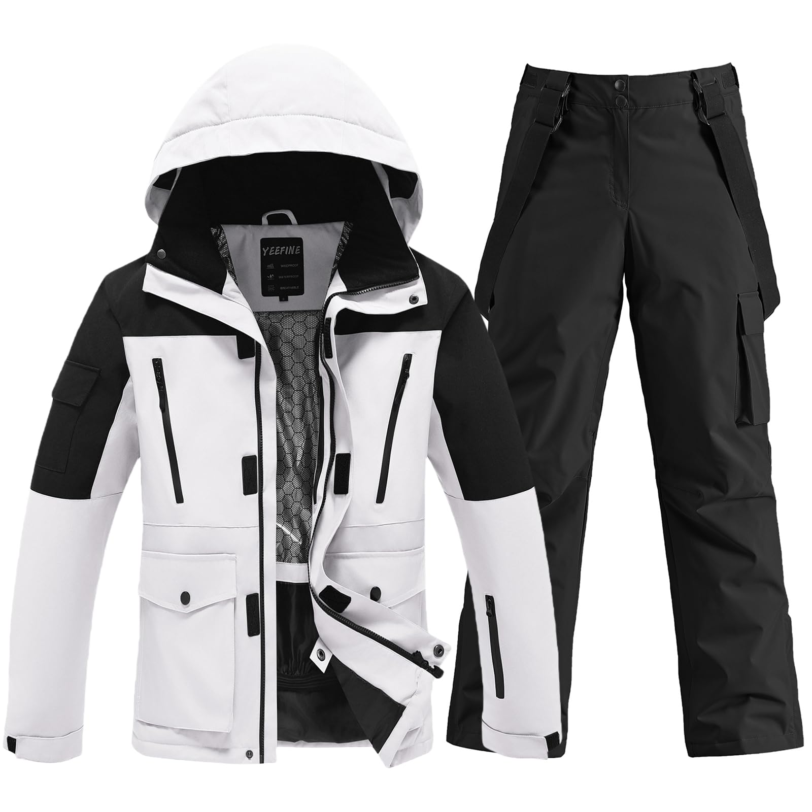 HOTIAN Herren Ski Jacke und Hosen Set Herren Schneeanzug Winter Warme schneeanzug Wasserdicht Winddicht skibekleidung Snowboard Set