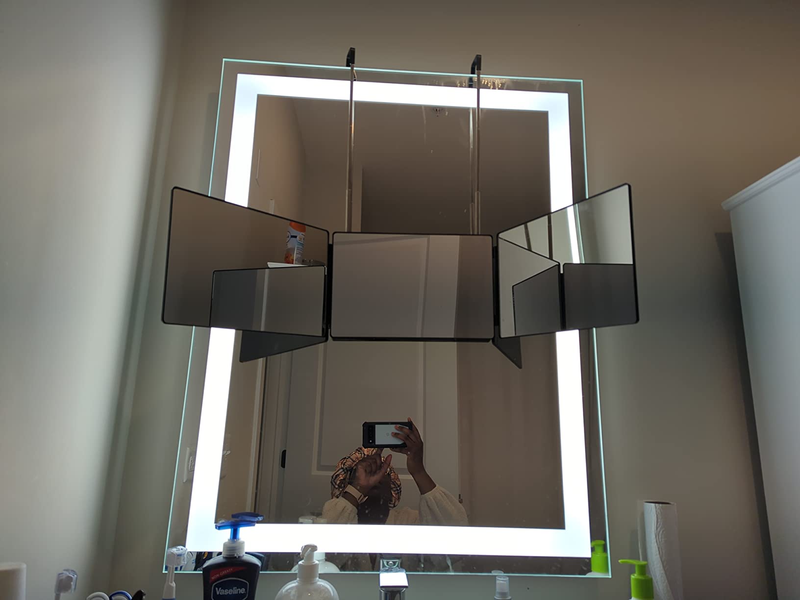 5/mo Finance HIEEY 3 Way Mirror for Hair Cutting,360 Trifold Mirror