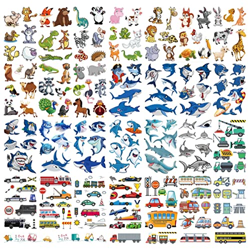 30 Sheets (210pcs) Animals、Shark、Cars waterproof Temporary Tattoos For Kids,Cartoon Mixed Styles Tattoos for Grils and Boys children's Fake Tattoo stickers toys,Party Supplies Gifts - Image 4