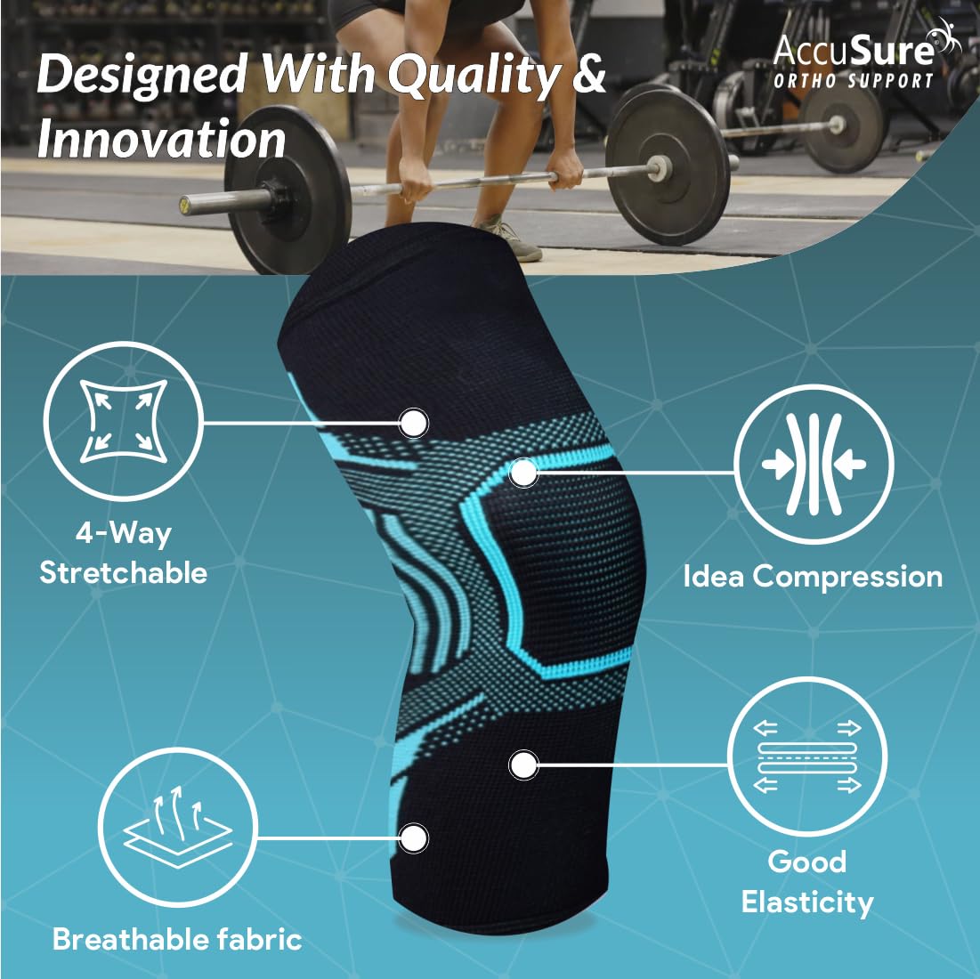 AccuSure Neoprene Orthopedic Pain Relief Knee Support Cap Brace/Sleeves Pair For Sports, Pain Relief, Compression Support, Exercise, Gym, Running, Cycling, Knee Cap Guard For Men & Women- Medium 3