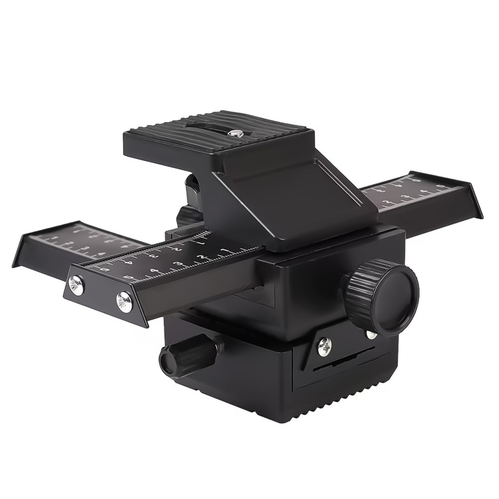4-Way Macro Focusing Rail Slider, Aluminum Alloy Macro Focusing Rail with Quick Release Plate, 1/4”-20 Screw Hole for Macro Photography and Close-Up