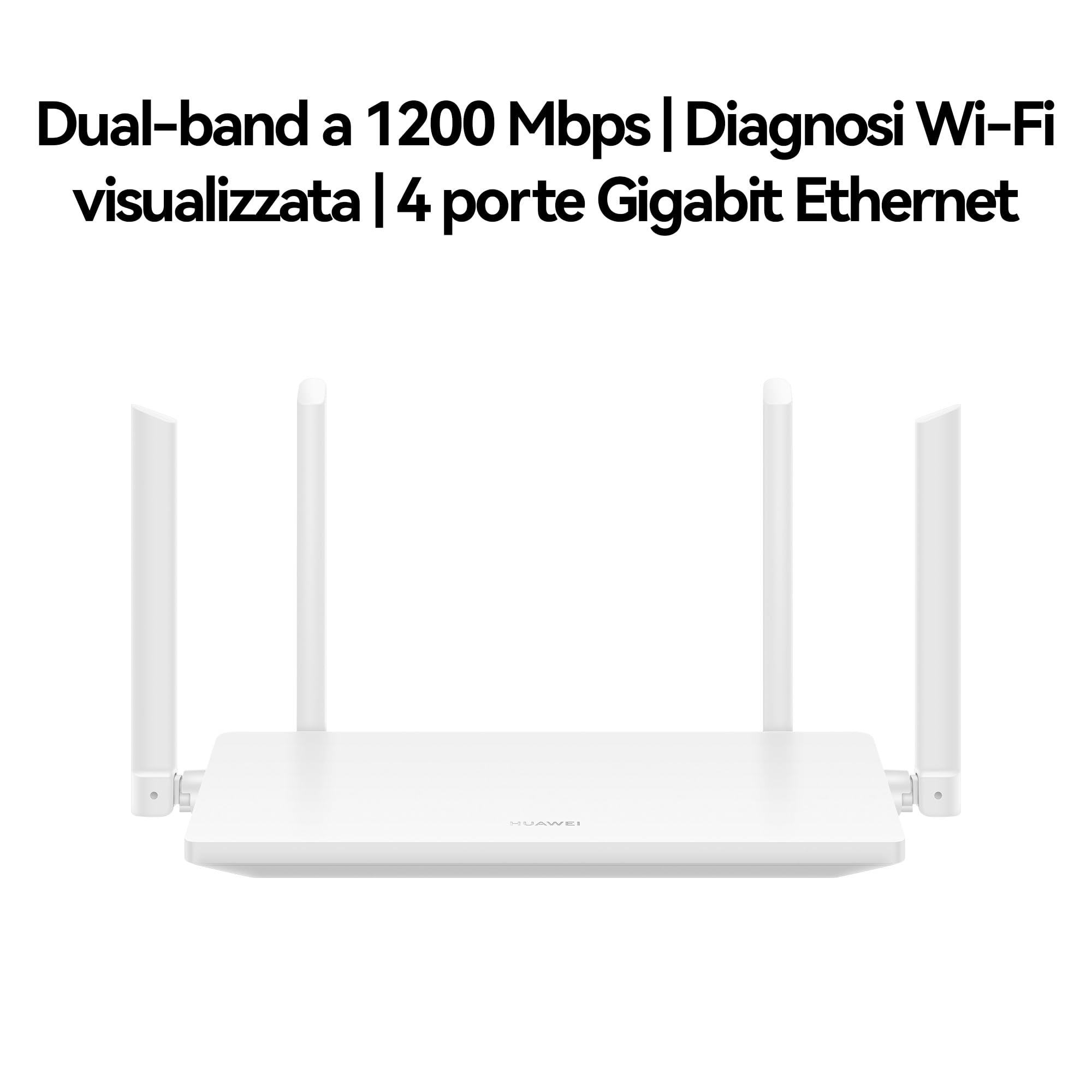 HUAWEI WIFI AX1, Router Wi-Fi 5 dual band AC1200, Velocità elevate, 4 porte Gigabit Ethernet, EasySetting, Diagnosi Wi-Fi visualizzata, Controllo parentale, HomeSec