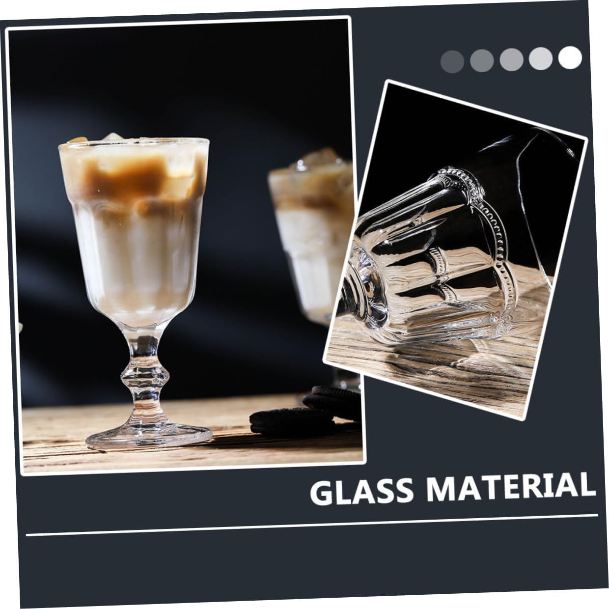 Hemobllo European Style Glass Goblet Set 2pcs High Stem Milk Tea Glasses Crystal Dessert and Ice Cream Cups for Coffee and Cocktail Serving Style