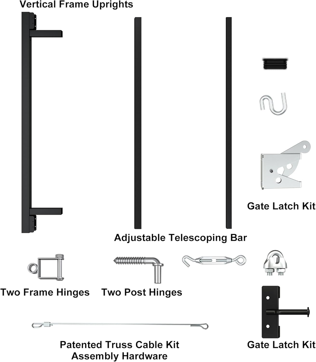 JUGREAT Heavy Duty Fence Gate Kit,36"-72" Adjustable Anti Sag Gate Kit，Wood Gate Building Kit for Width x 4'-5' Height Fences, Wood Frame gate Hardware Kit, Black Finish