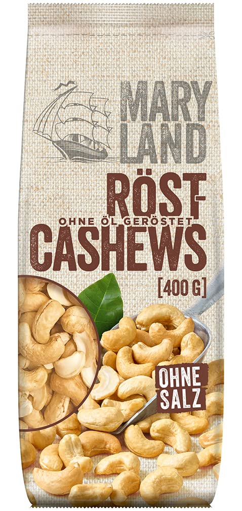 Maryland Röst-Cashews 400g im 6er Pack – Knackige Cashewkerne schonend ganz ohne Öl geröstet – Einzigartiges Aroma aus eigener Röstung in Deutschland (6 x 400g)