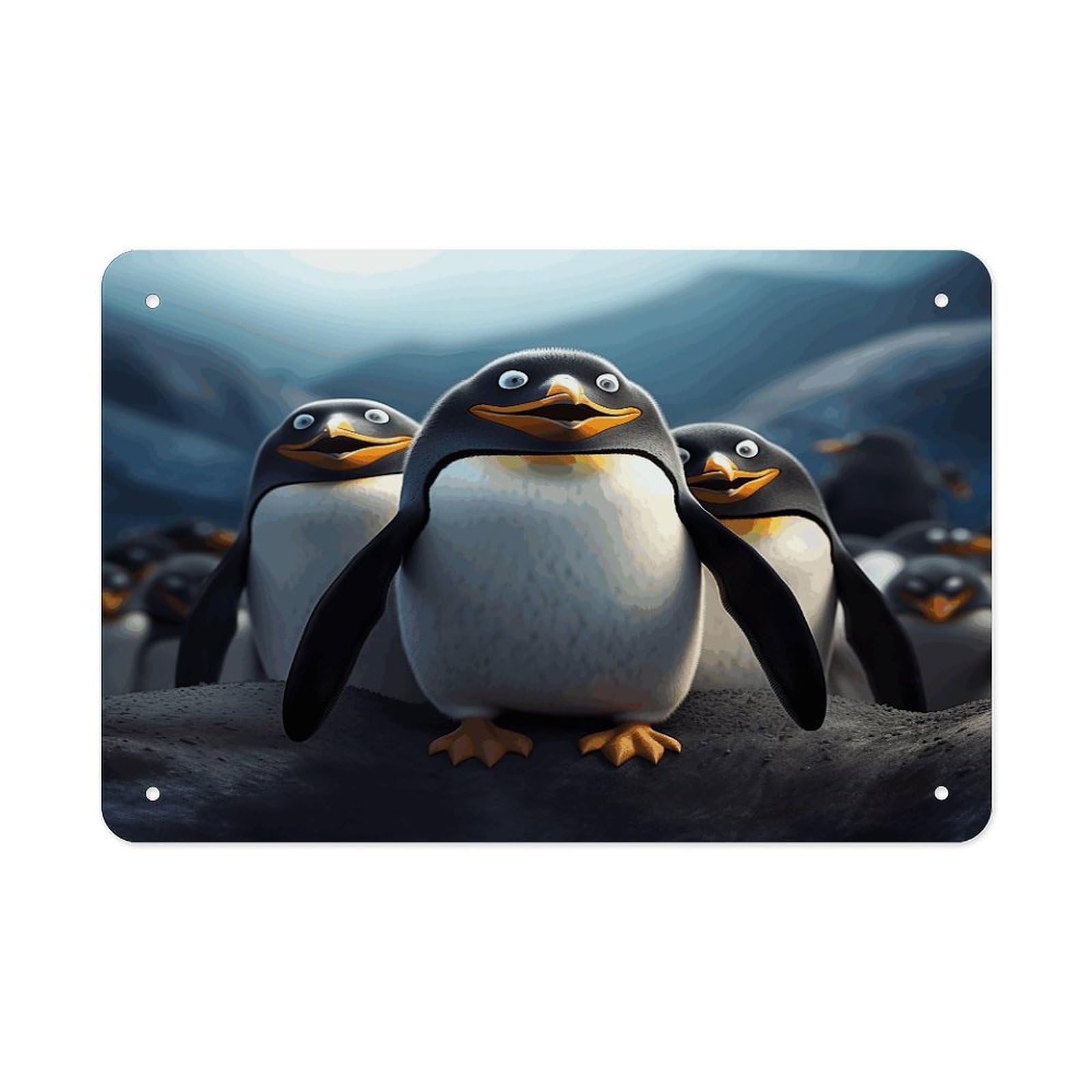 Fekiloot Style Funny Penguins Metal Signs Wall Art Tin Sign