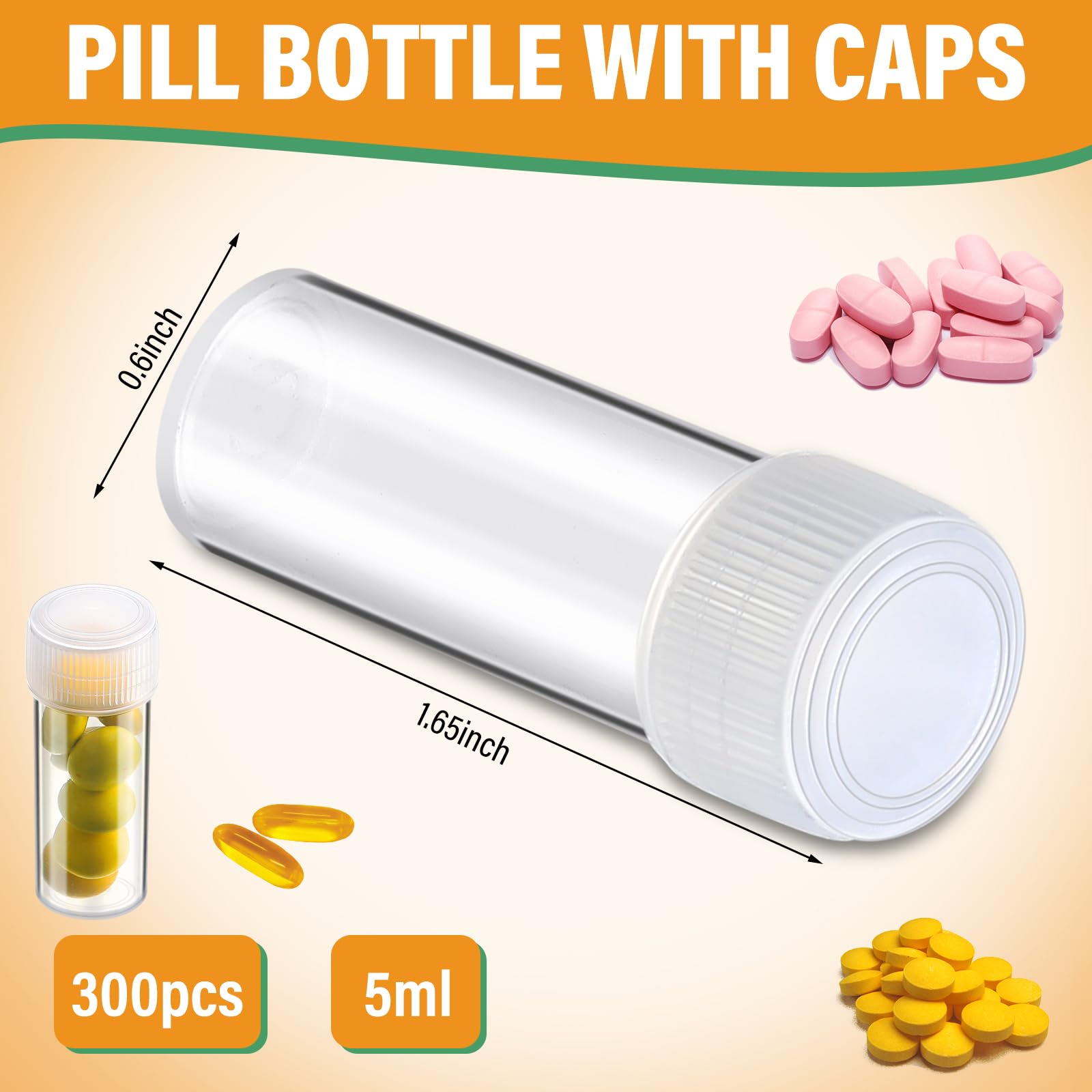 Lallisa 300 botellas de plástico pequeñas de 5 ml, botellas vacías de plástico transparente con tapas, botellas de muestra pequeñas, tubos de ensayo de plástico para almacenamiento de viaje,