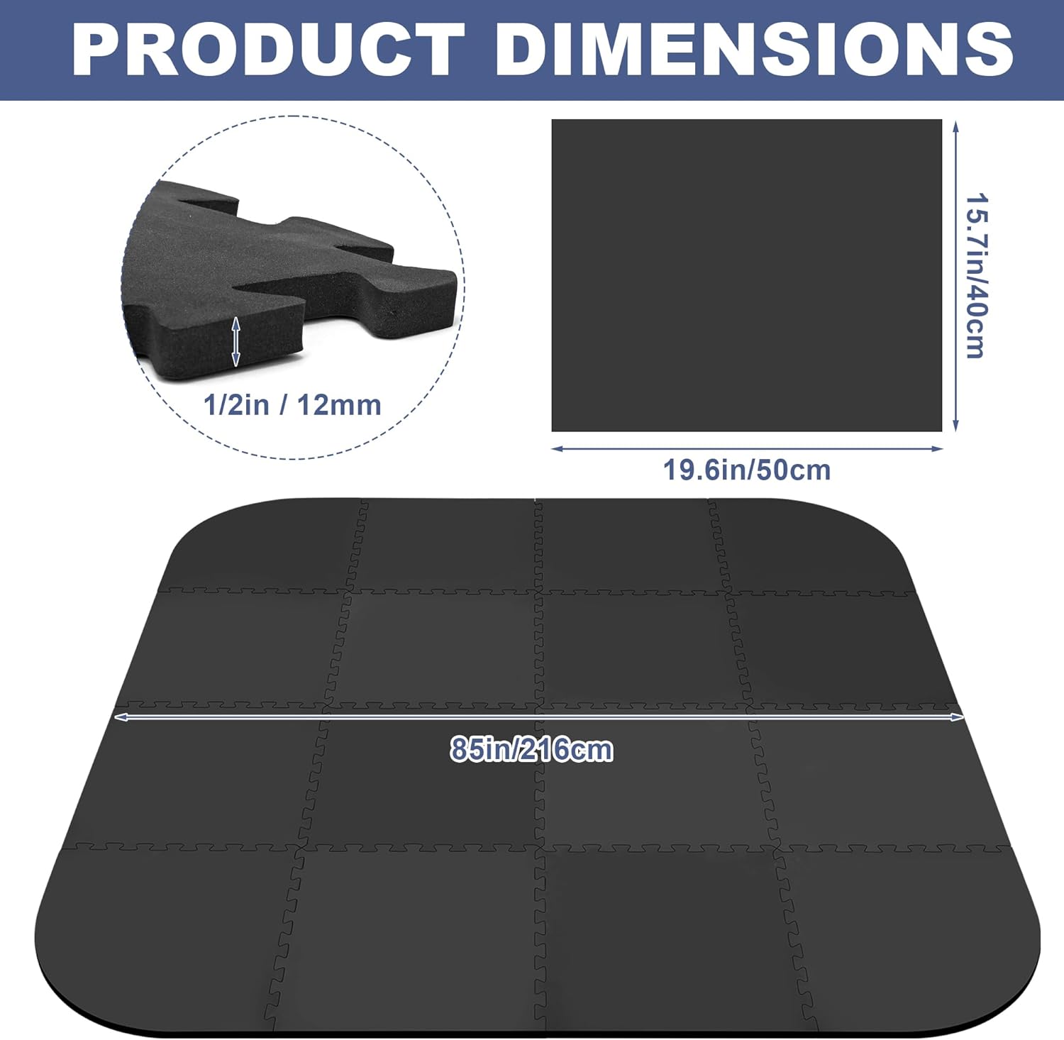 85 Inch Hot Tub Mat & Pad for Inflatable Tubs, 1/2" Extra Thick Hot Tub Pad Foundation Non-Slip EVA Foam Padding for Outdoor Hot Tubs Pool Spa Pad Game Camping Mat, Easy Clean