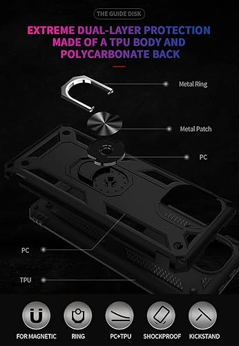 Miniatura 7 de Funda para xiaomi mi 11 con soporte, soporte de anillo de rotación de 360 grados, grado militar, a prueba de golpes, resistente, cubierta de