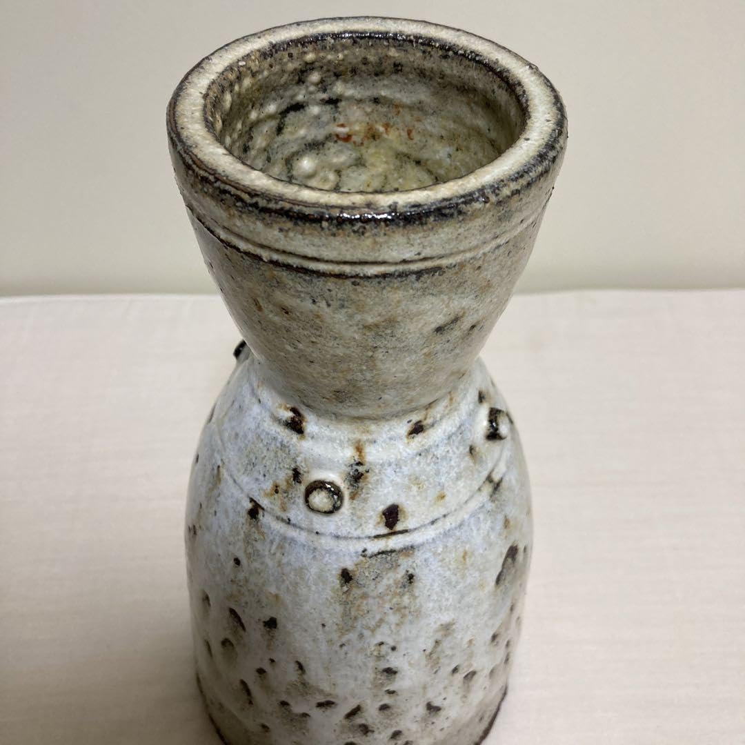 坂田泥華萩白釉擂座花入萩焼茶道具花器花瓶陶芸工芸品