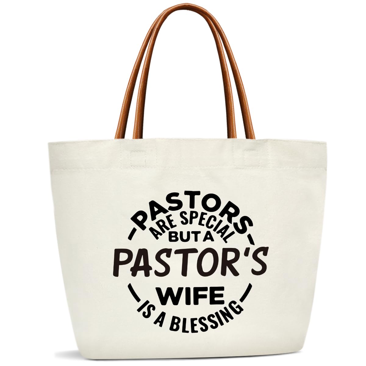 Pastor Wife Appreciation Gifts Canvas Tote Bag For Women, Reusable Grocery Shoulder Bag for Work Travel Gym, Christian Gifts for Halloween Christmas
